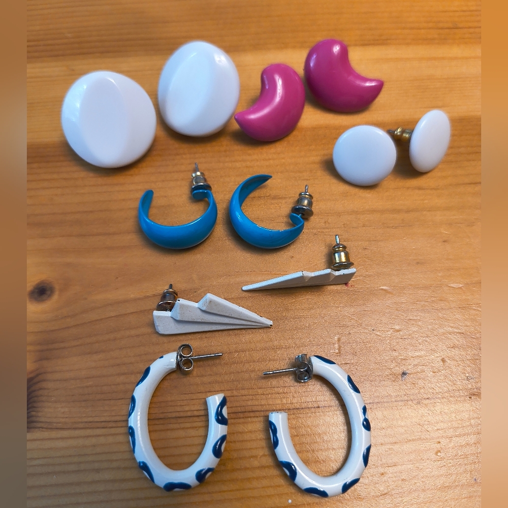 Lot Of 6 Pairs Colorful Vintage Earrings